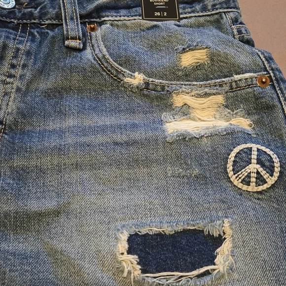 Abercrombie & Fitch Blue Ames Low Rise Boyfriend Jean Shorts (2b) - Picture 2 of 11